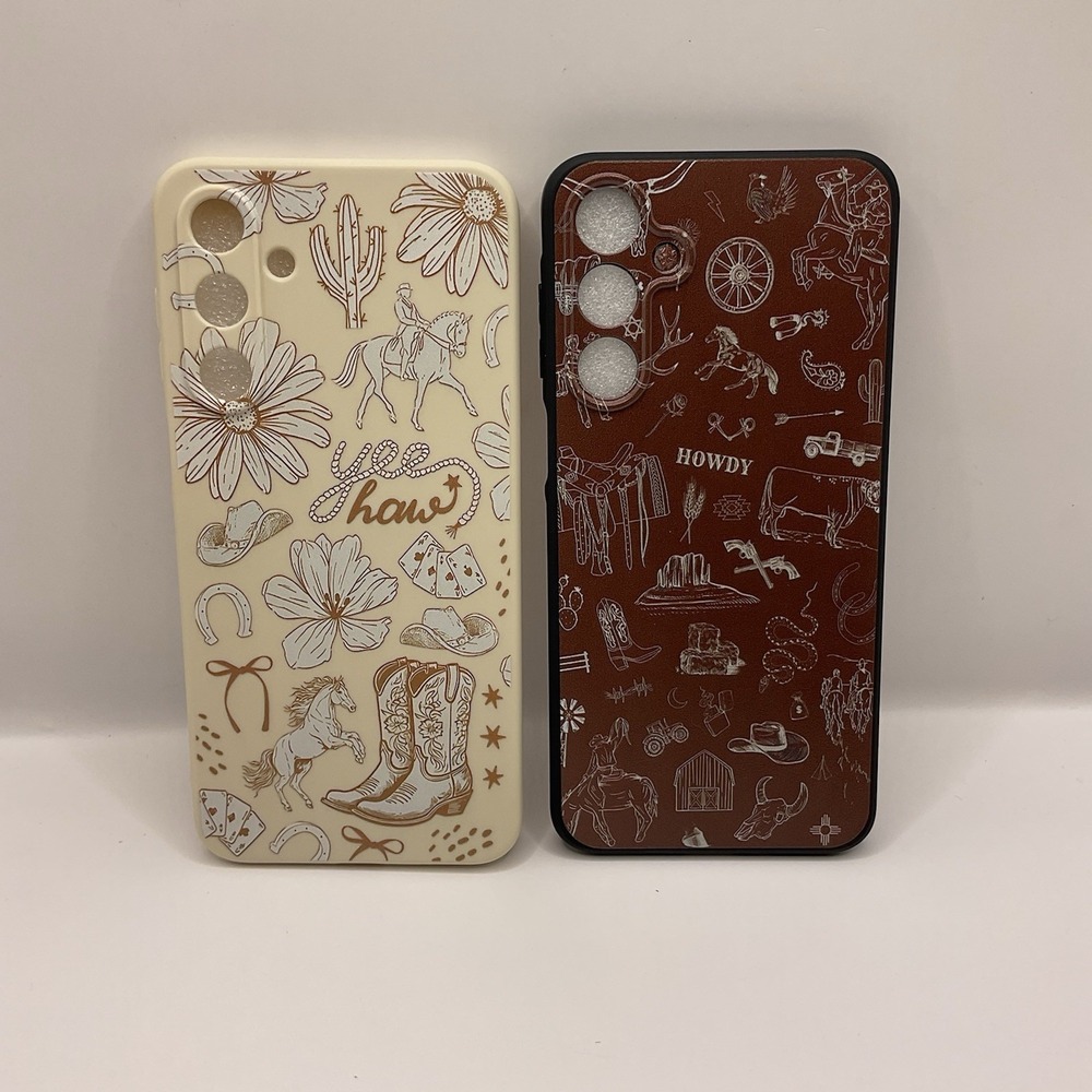 "Western ""Howdy"" Theme NWT (x2 Bundle) Phone Galaxy S24 FE Case Tan & Brown"